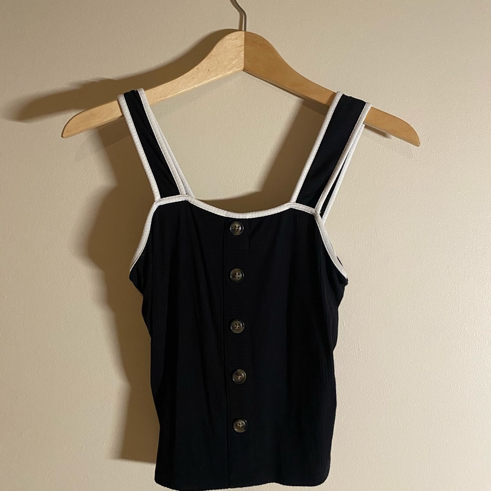 Black Buttoned Tank Top